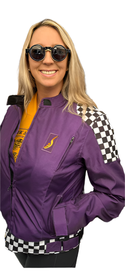 "Racer Fame" Riding Jacket, Cordura Textile Fabric in Dark Purple or Dark Pink All Seasons with CE2 Guards, removable quilted liner