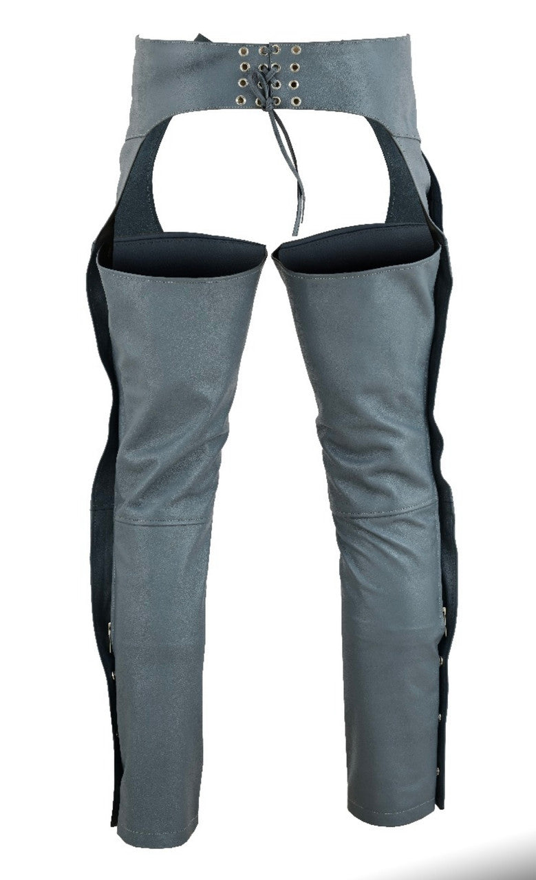 Springer Grey Premium Leather Chaps Blazen Spirit with inner liner, lower snaps and adjusting belt