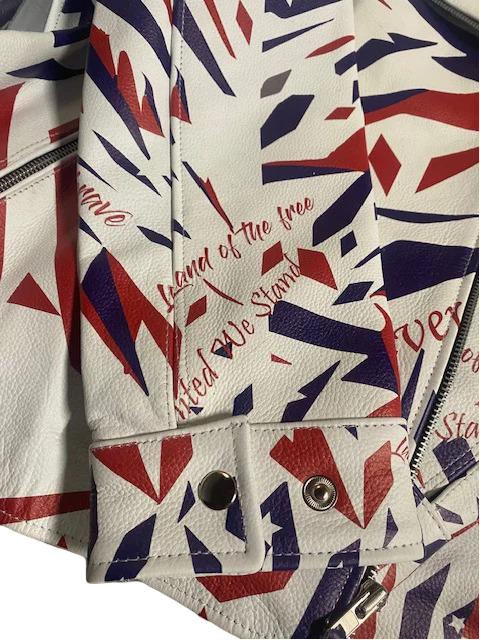 Patriotic Leather Jacket Blazen Spirit with Military Tribute Lady Military Rider Style!