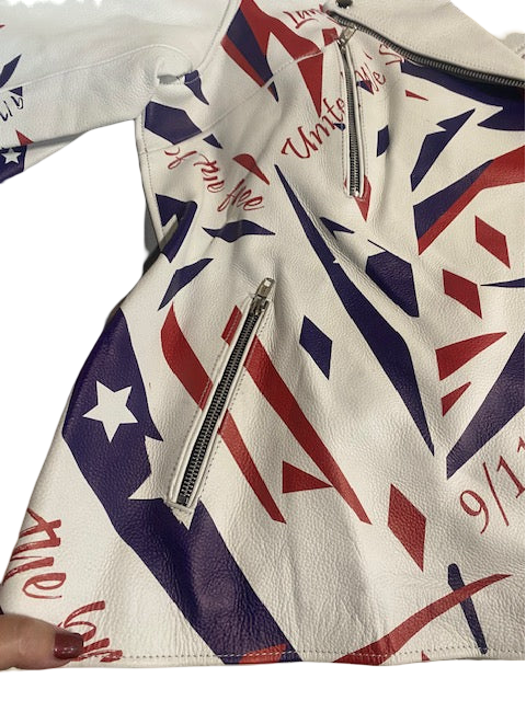 Patriotic Leather Jacket Blazen Spirit with Military Tribute Lady Military Rider Style!