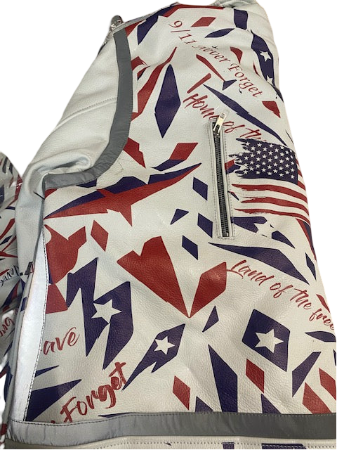 Patriotic Leather Jacket Blazen Spirit with Military Tribute Lady Military Rider Style!