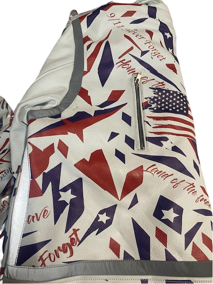 Patriotic Leather Jacket Blazen Spirit with Military Tribute Lady Military Rider Style!