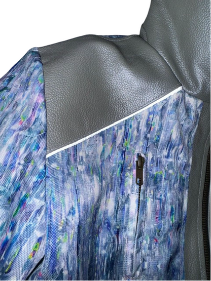 Blazen Spirit Signature "Opal" Cordura Textile Jacket in Blue - Grey Leather accents, leather elbow and shoulder trims + Level 2 Guards