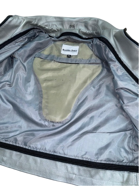 Blazen Spirit Signature "Opal" Cordura Textile Jacket in Blue - Grey Leather accents, leather elbow and shoulder trims + Level 2 Guards
