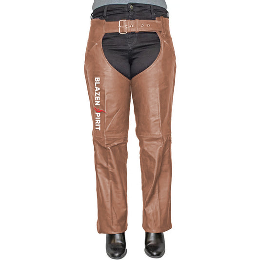"Hulee" Premium Leather Chaps Blazen Spirit with inner liner, lower snaps and adjusting belt