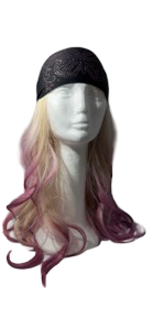 Stretch black butterfly cloth headwrap with ponytail opening